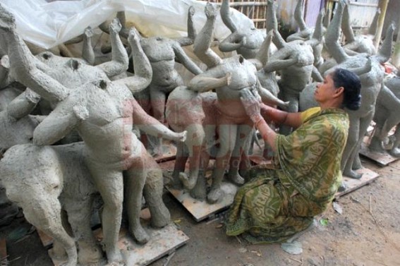 Festive season begins in Tripura: Idol makers busy in shaping Hindu Gods, Goddess